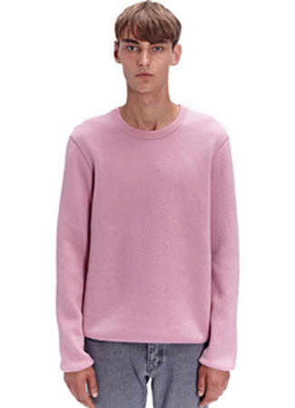 [Wool 100%] Cover stitch pink over knit