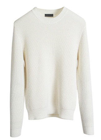 [Micron18.0 wool 100%] 7G waffle sweater - 4 color