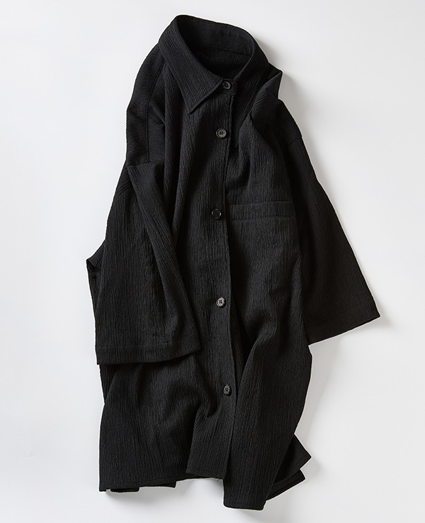 Stylem luxury crinkle half sleeve shirt -black  [품절임박]