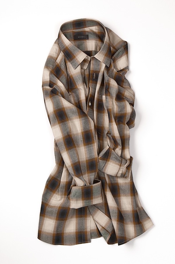 Tenco luxury ombre check shirt - brown beige [ 품절임박 ]
