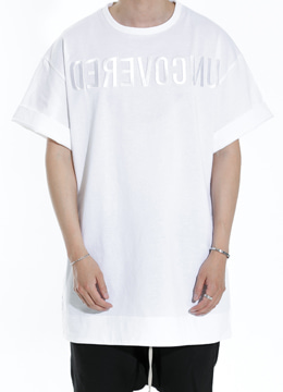 [Japan fabric]  Embroidered hem long t-shirt -white [품절임박]