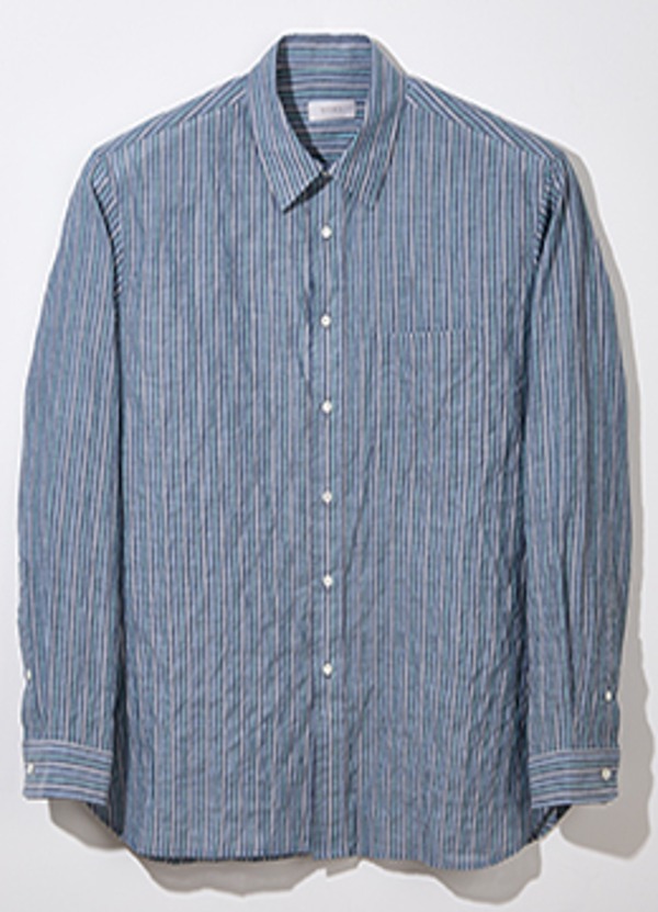 60&#039;s cotton stripe summer vacation shirts -Gray [품절임박]