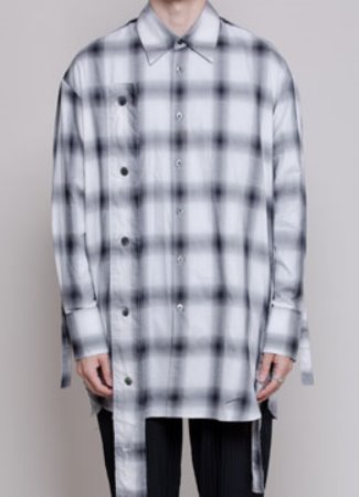 [Japan fabric] White check over shirt