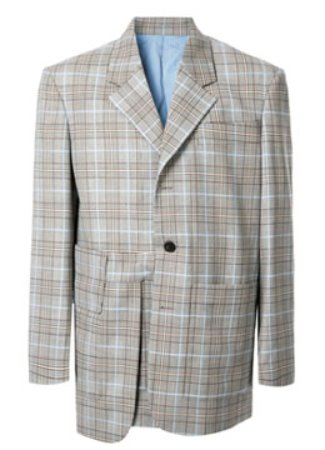[Wool 100%] Blue check layerd blazer