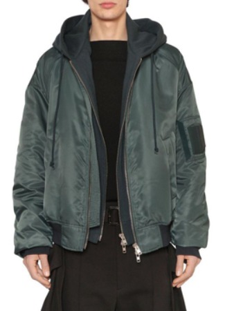 Hooded ma-1 Bomber Jacket-Teal green