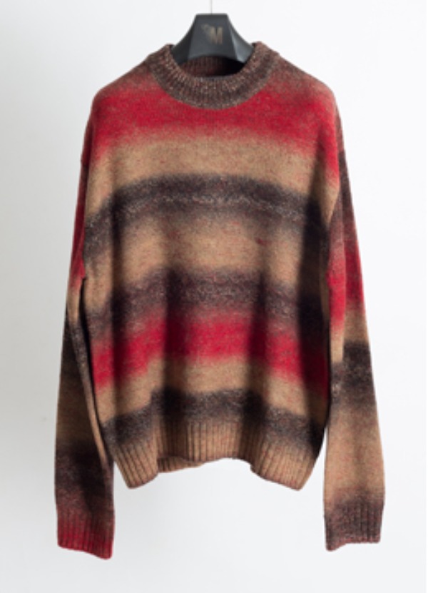 [Italy yarn] Asymmetry stripe oversized sweater  [한정판]