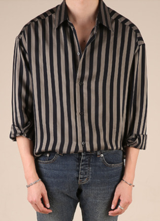 [Italy fabric] Oversized stripe shirt-2 color [Limited]