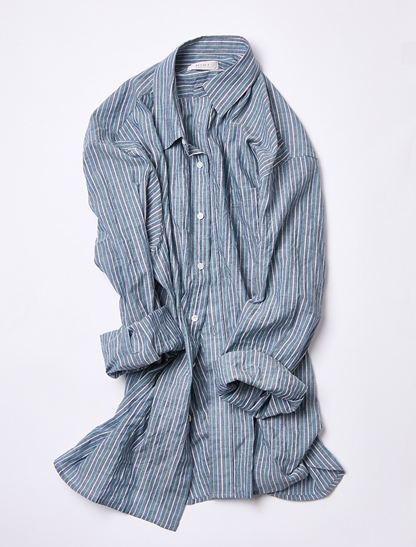 60&#039;s cotton stripe vacation shirts -Gray [품절임박]