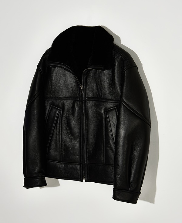 Lamskin shearling jacket - black &amp; black [품절임박]