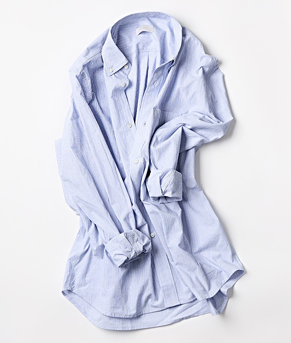 Cool small wave voile  buttondown shirt- blue [품절임박]
