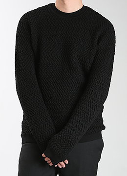 [Wool100%] Zibelline tube pattern raglan heavy knit- 2 color