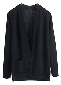 [wool 100%]  Knox open cardigan - black