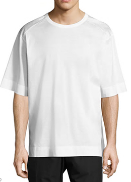 Woven-Back crewneck loose fit  t-Shirt