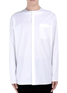 Round neck over shirts- black / white [품절 임박]