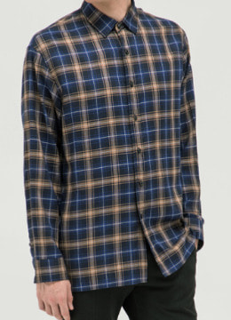 [Japan fabric] Balenst blue check over fit shirt