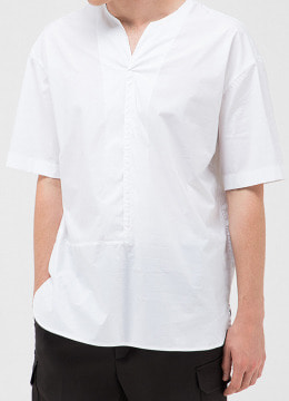 Notch neck collar short sleeve t shirt  white