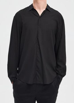 [Japan fabric] Edge open collar shirt - black