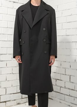 [CLEARANCE SALE] Side button pleat double trench coat
