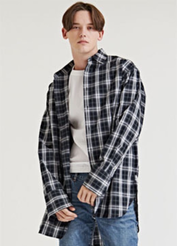 [Japan fabric] Plaid check over shirt  [3 color]