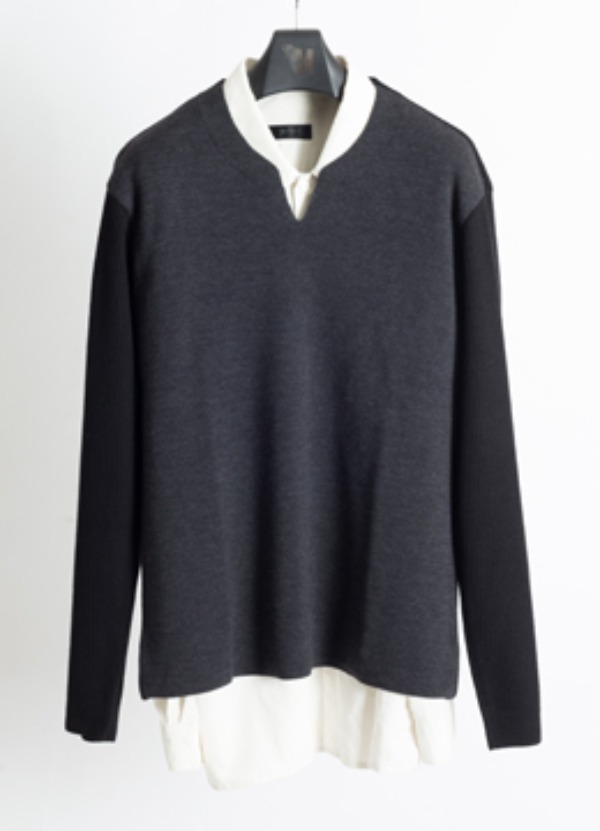 Y neck point sweater - 2 color