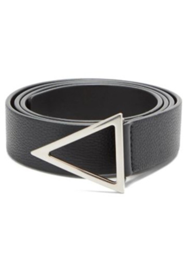 Triangle buckle leather belt- black&amp;white [마지막수량][품절임박]