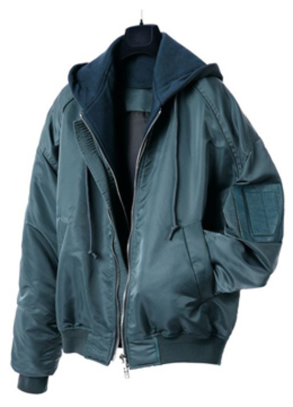 [Japan fabric]Hooded ma-1 Bomber Jacket-Teal green