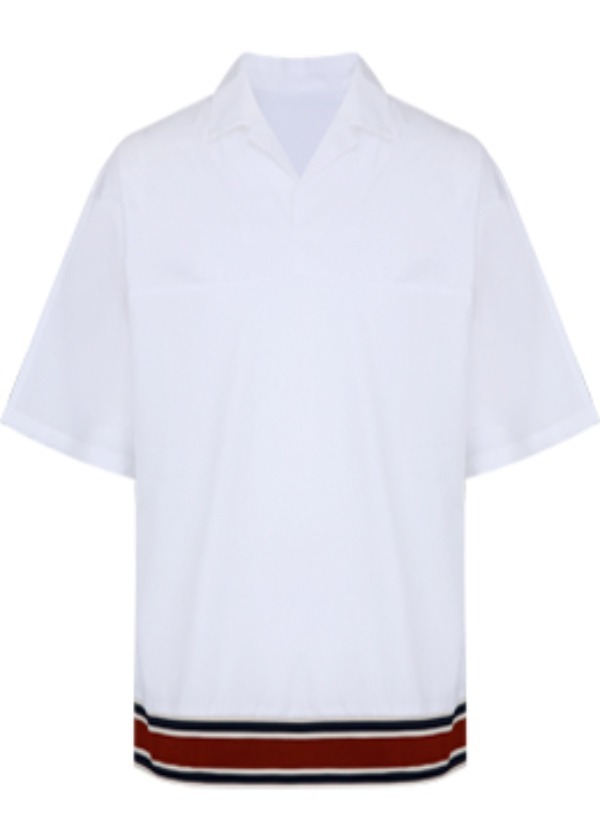[Euro fabric] Short sleeve open collar banding point shirts