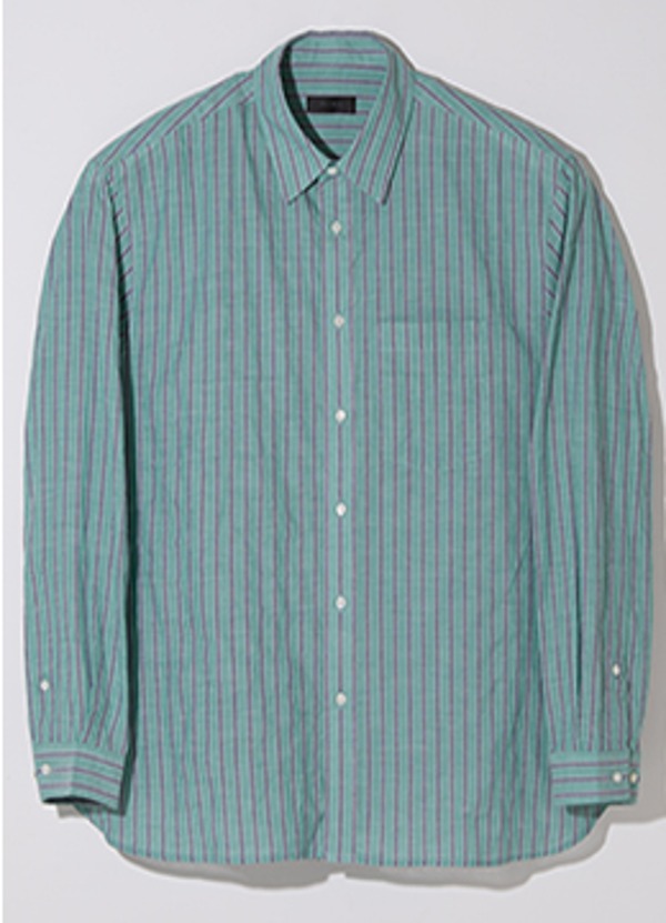 Organic cotton stripe vacation shirts -Green [품절임박]