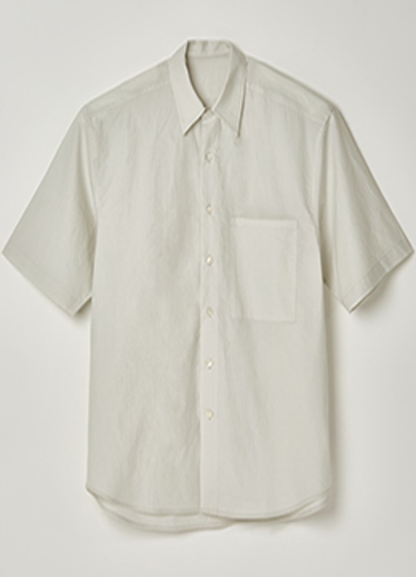 Cotton 80/1 typewriter cloth resilient finish half sleeve shirts -milk white