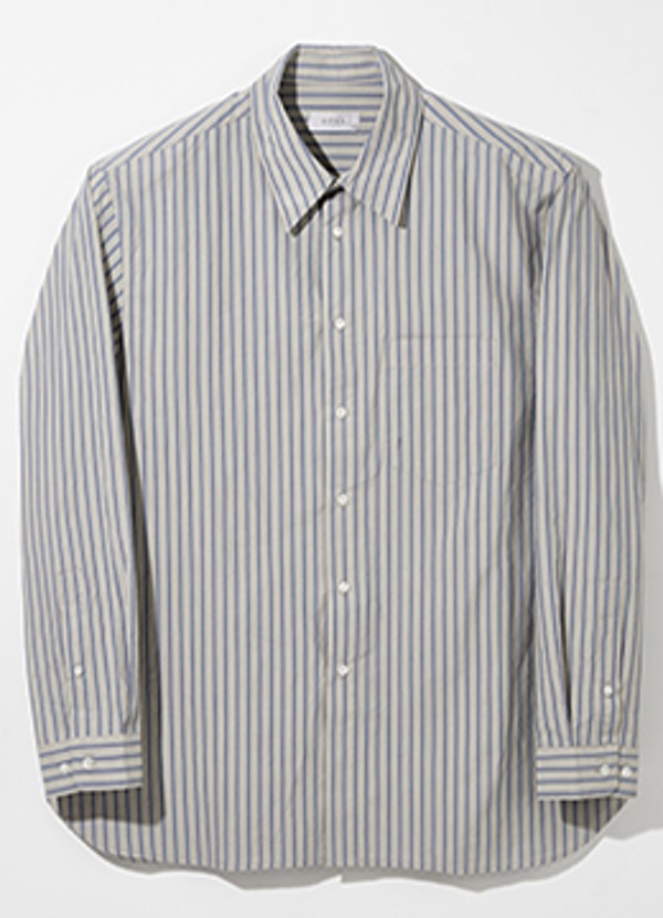 60&#039;s compact beige blue stripe shirt  [품절임박]
