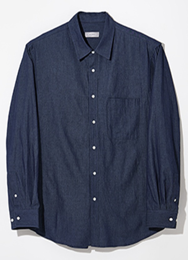 Sunwell cotton yarn dyed soft denim shirt -indigo black [품절임박]