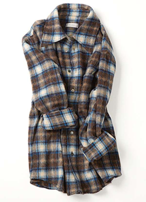 Wool &amp; Alpaca blend check shirt-brown blue [품절임박]