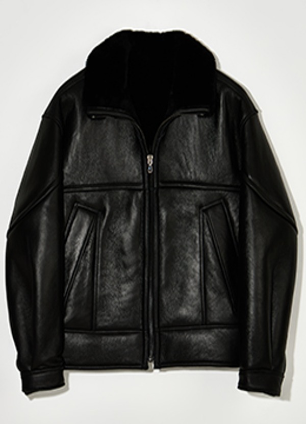 Lamskin shearling jacket - black &amp; black [품절임박]
