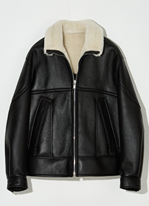 Lamskin shearling jacket  - black &amp; silver  [품절임박]