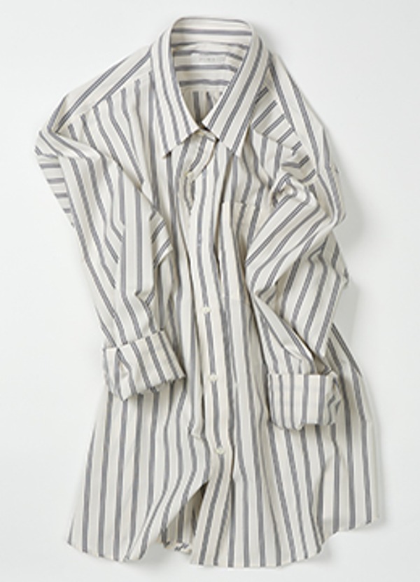 Compact cotton edge double stripe shirt