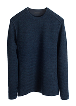Zigzag mohair span knit-Melange blue