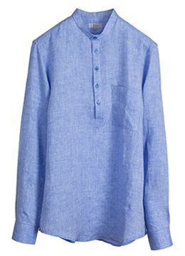 100% Premium linen Pullover shirts-Aqua blue [품절 임박]