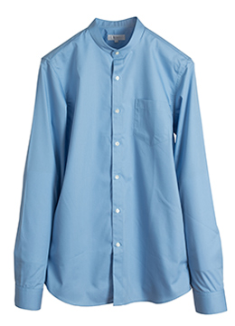 Chinese collar minimal shirts-Blue