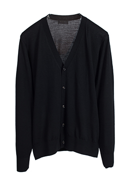 Micron 18.0 48&#039;s wool 100% 5button cardigan-black